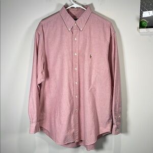 Ralph Lauren Red Pink Casual Classic Fit Button Down Men Shirt 17.5